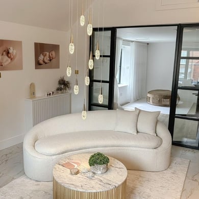 The Before Time Flies Photography Studio in West Malling, Kent. Lit up by a beautiful chandelier